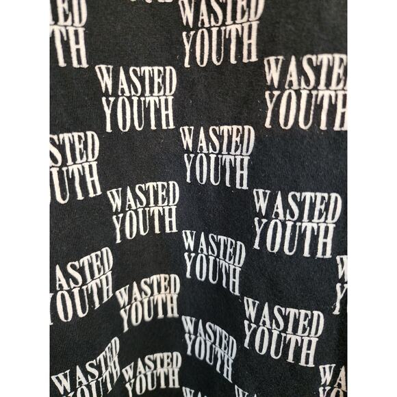 WESC Black and White Y2K Wasted Youth T-shirt Men's Small Women's Medium - Picture 3 of 5